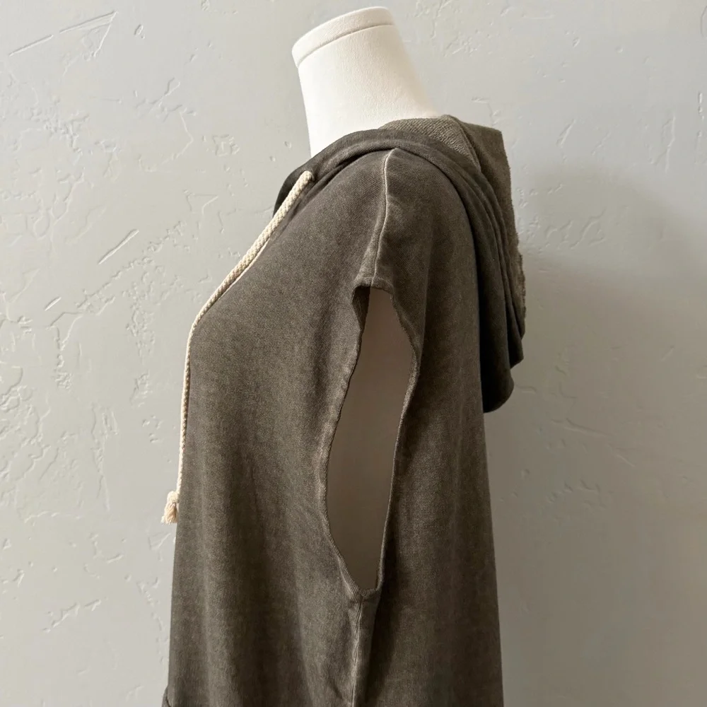 POL Mineral Wash Olive Sleeveless Hoodie T-Shirt Dress SMALL - Picture 6 of 13